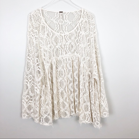 Free People Sweaters - Free People | Crochet Lace Oversized Pullover Top